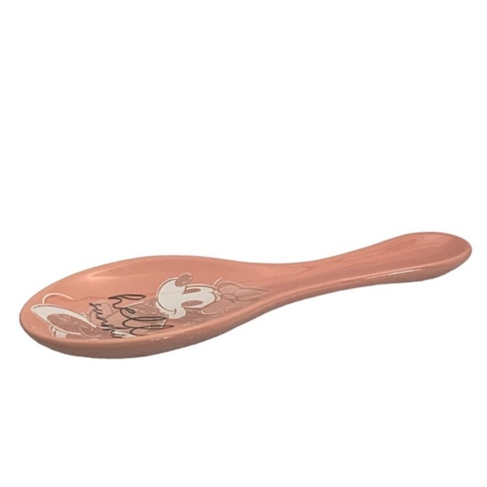 Disney Minnie Mouse Spoon Rest Ceramic Hello Sunshine NWT Mid Century Pink Coral - Picture 6 of 15